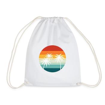 Palmier rétro coucher de soleil - Sac de sport léger - blanc - Devant