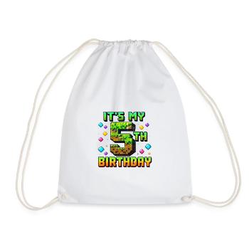 5th Birthday Kids Pixel - Drawstring Bag - white - Front