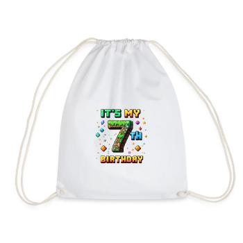 7e anniversaire Enfants Pixel - Sac de sport léger - blanc - Devant