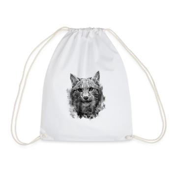 Cat Lynx - Cool Double Exposure Design - Drawstring Bag - white - Front