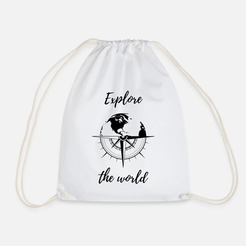 Explore the world - Drawstring Bag - white