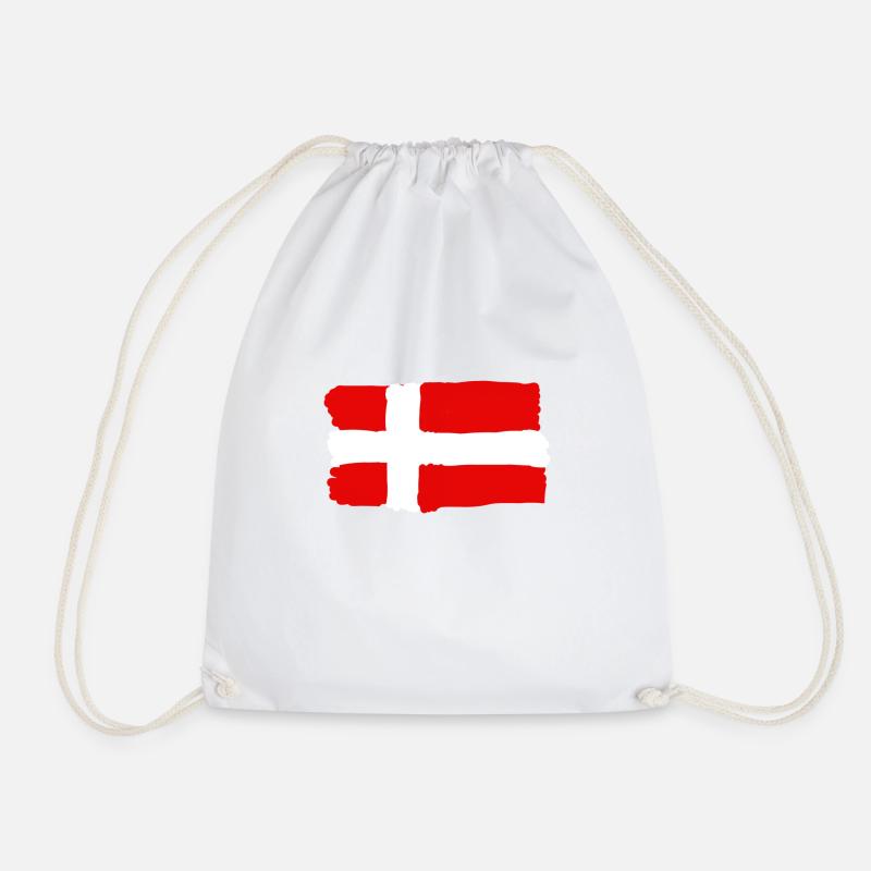 Danish flag - Drawstring Bag - white