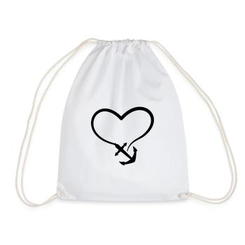 Heart with Anchor Line North Northern Germany - Drawstring Bag - white - Front