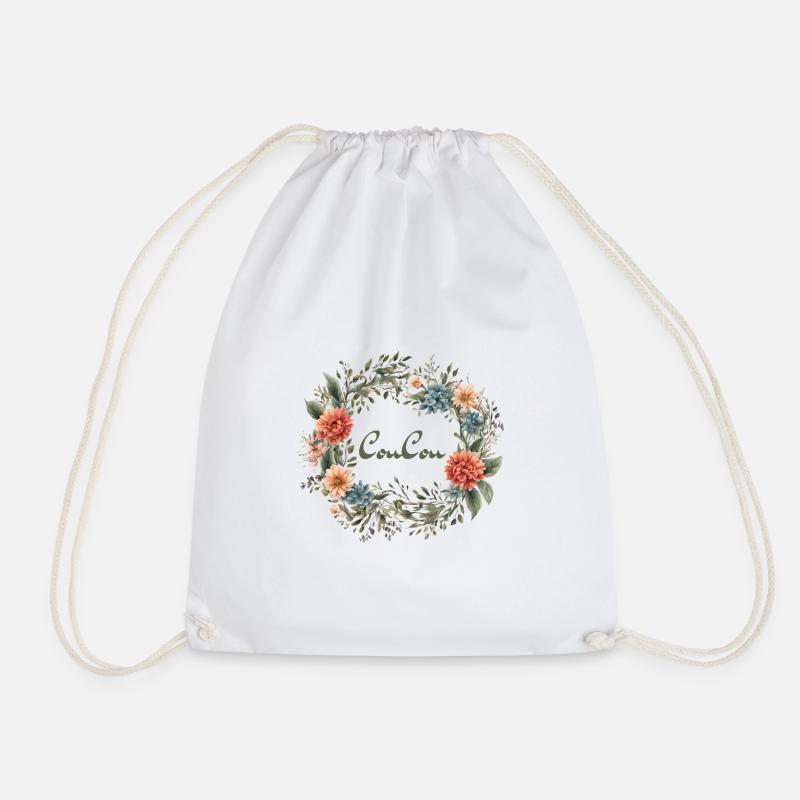 CouCou Flower - Couronne florale - Fleurs - Couronne - Sac de sport léger - blanc