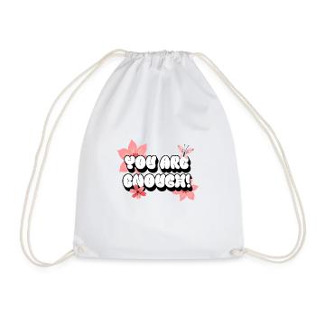You Are Enough - Pink Flowers - Drawstring Bag - white - Front