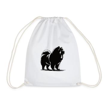 Chow Chow – Lionheart in a fluffy design - Drawstring Bag - white - Front