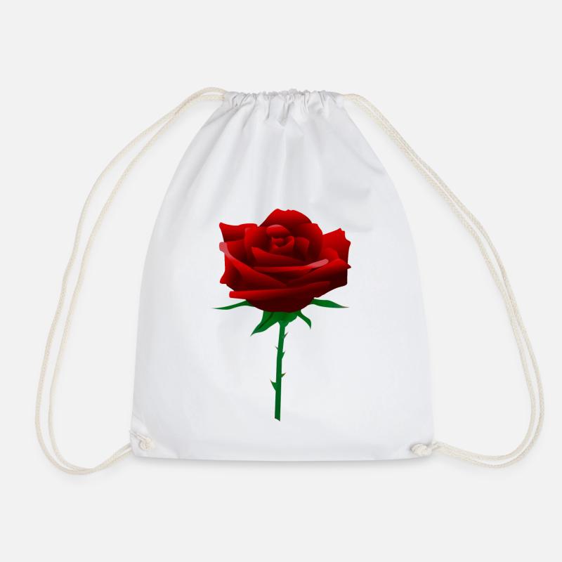 Red rose - Drawstring Bag - white