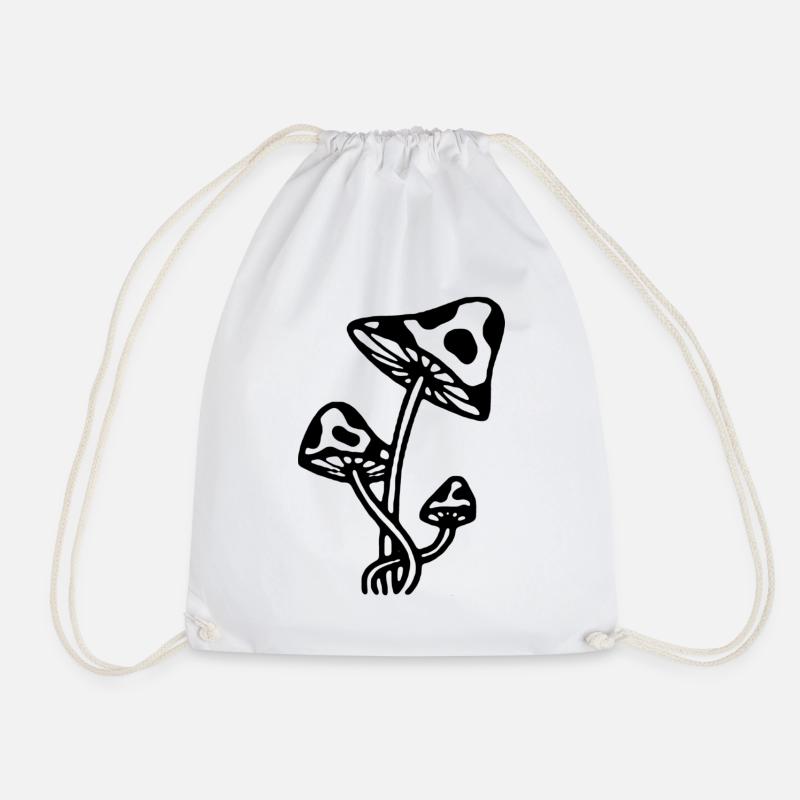 MUSHROOMS - Drawstring Bag - white