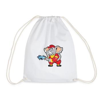 Retro Vintage Grunge Style Feuerwehrmann Elefant - Turnbeutel - Weiß - Vorne