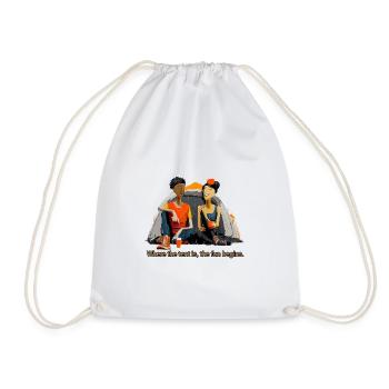 Tent Fun Duo: Outdoor Camp Laughs - Drawstring Bag - white - Front