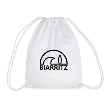 Biarritz Sun Surfbrett minimalistisch schwarz - Turnbeutel - Weiß - Vorne