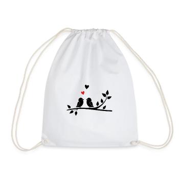 L'amour de deux oiseaux sur une branche minimalist - Sac de sport léger - blanc - Devant