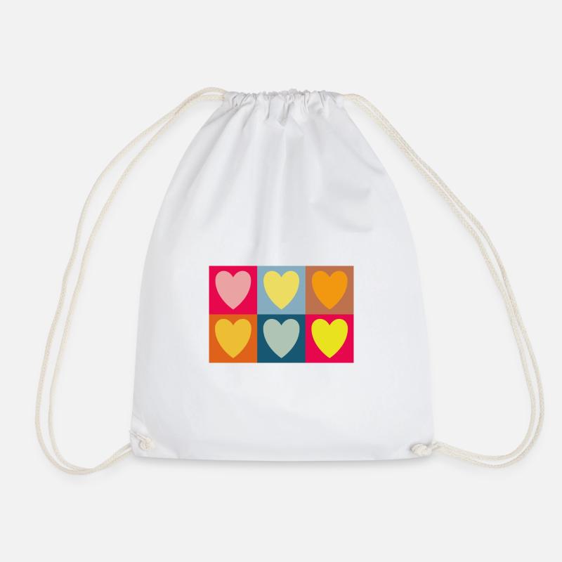 Pop Heart - Drawstring Bag - white