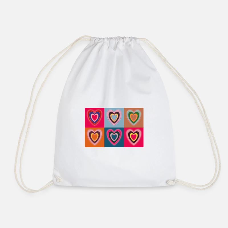 Pop Heart - Drawstring Bag - white