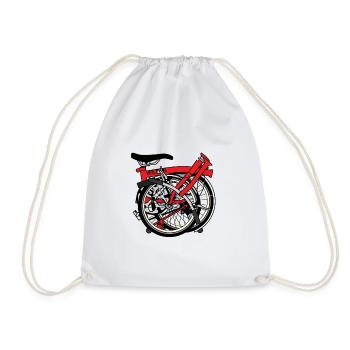 Brompton Bicycle ready to be transported. - Drawstring Bag - white - Front