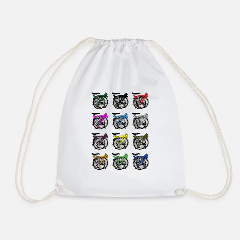 Brompton Bicycle Folded - Drawstring Bag - white