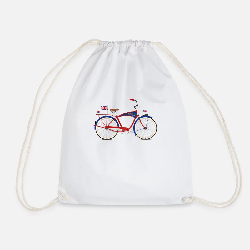 British Bicycle - Drawstring Bag - white