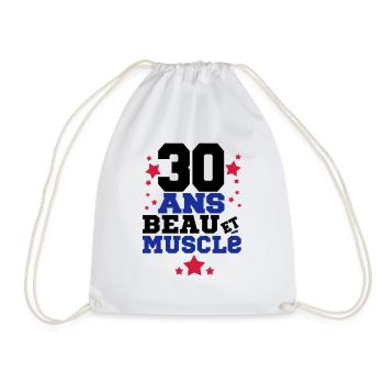 30 ANS BEAU ET MUSCLé,citations,message - Sac de sport léger - blanc - Devant