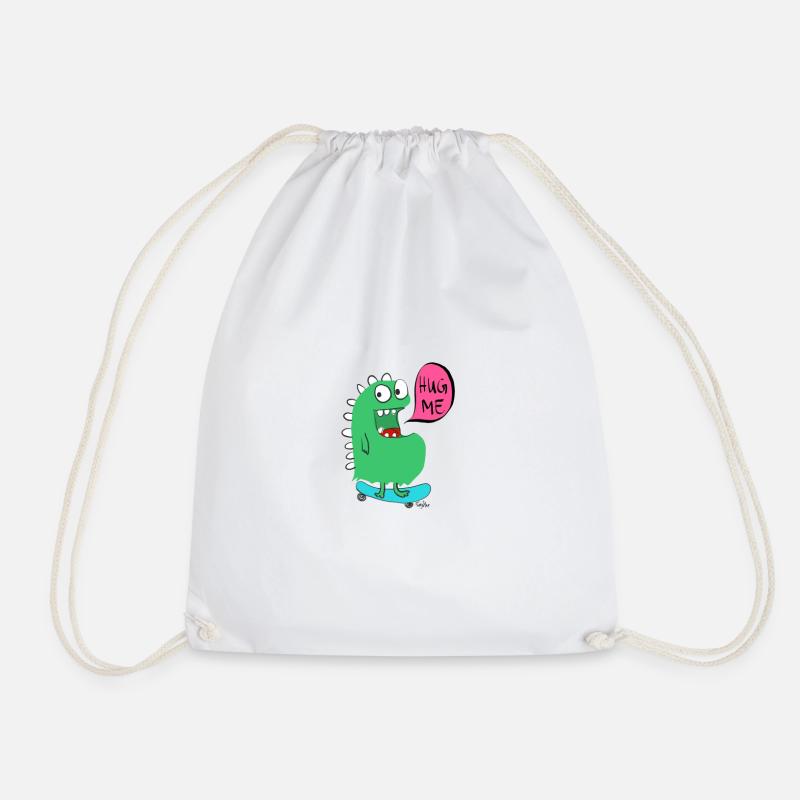 skateboard Monster - Drawstring Bag - white