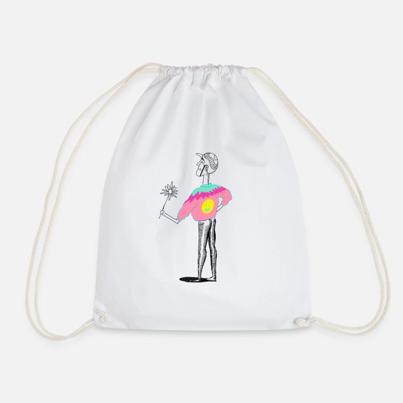 Flowers illustration Funny boy - Drawstring Bag - white