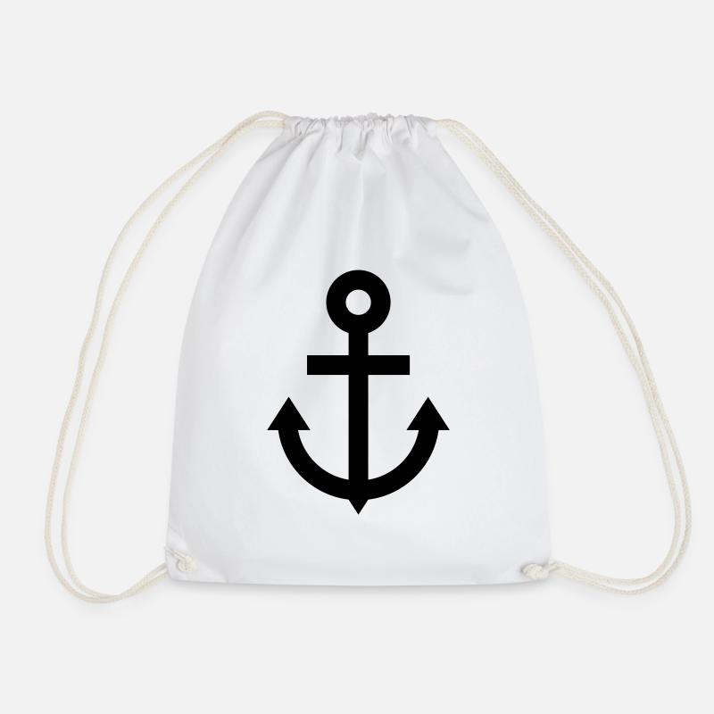 anchor - Drawstring Bag - white