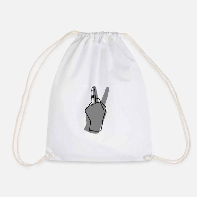 peace gray - Drawstring Bag - white