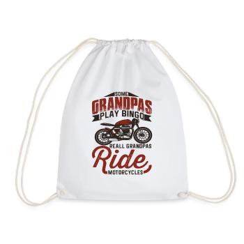 Real Grandpa driving motorcycle .. Ride Motorcycles .. - Drawstring Bag - white - Front
