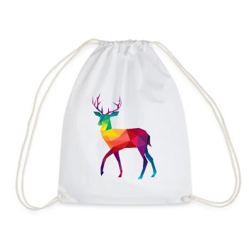 Deer colorful colored rainbow - Drawstring Bag - white - Front