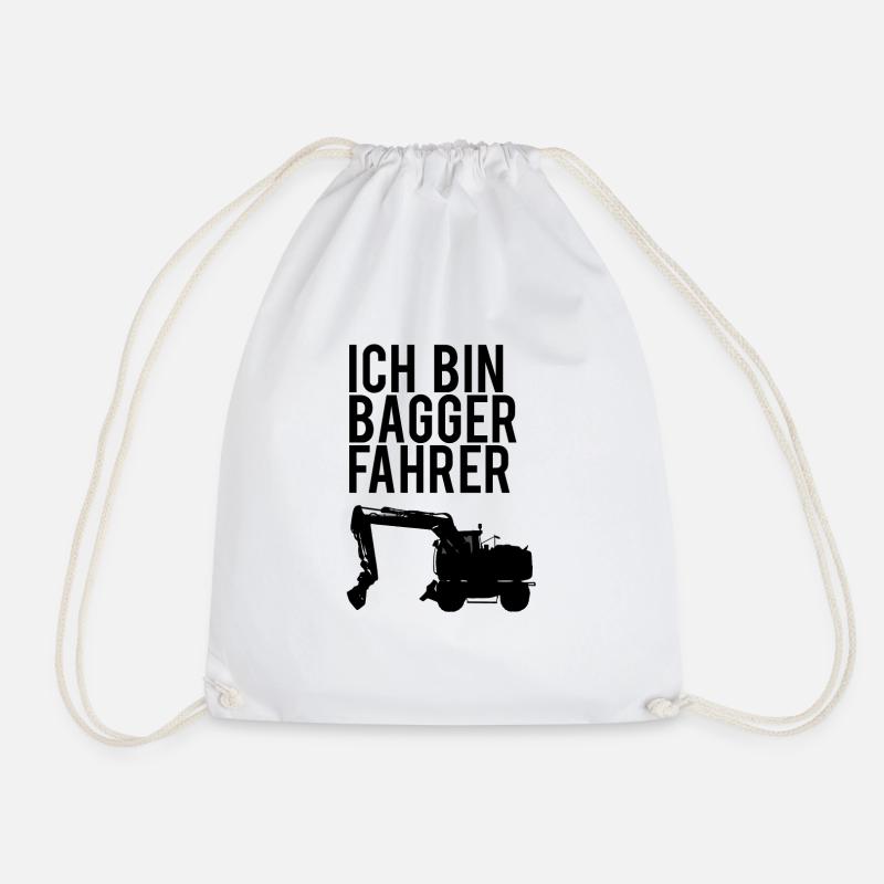 Excavator driver tshirt - Drawstring Bag - white