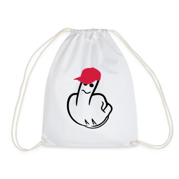 middle finger - Drawstring Bag - white - Front