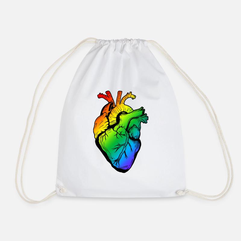 Regenbogen-Herz - Turnbeutel - Weiß