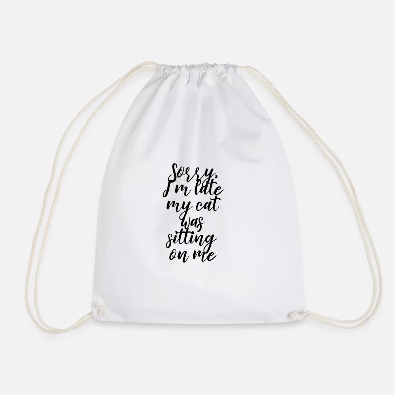 Cat - Drawstring Bag - white