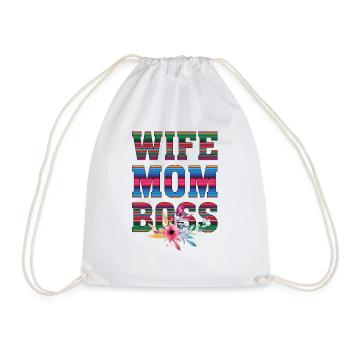Wife Mom Boss - Drawstring Bag - white - Front