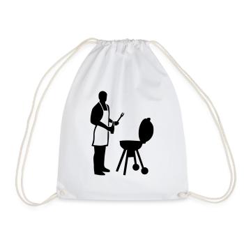 BBQ barbecue - Drawstring Bag - white - Front
