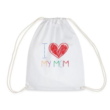 I Love My Mom - Drawstring Bag - white - Front
