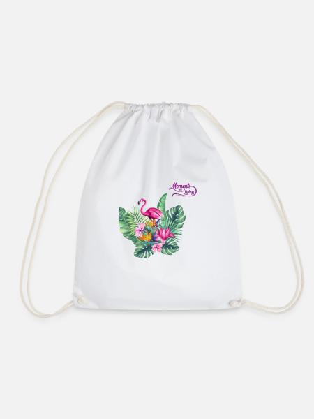 Pink Flamingo with Flowers Summer Design Germany - Turnbeutel - Weiß