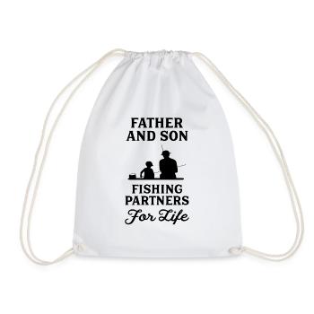 Father And Son Fishing Partners For Life - Drawstring Bag - white - Front