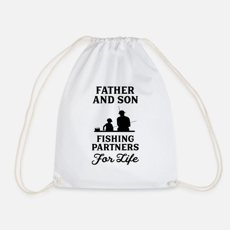 Father And Son Fishing Partners For Life - Drawstring Bag - white