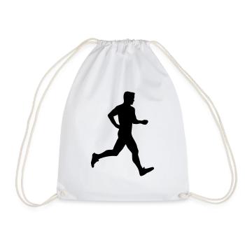 Running Man, runner - Drawstring Bag - white - Front