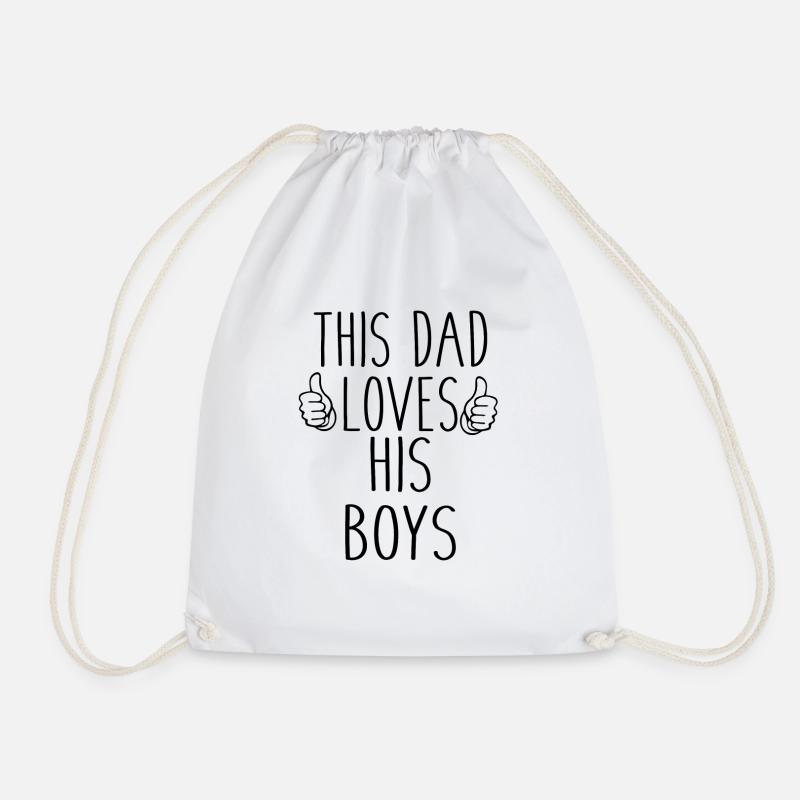 This Dad Loves His Boys - Drawstring Bag - white