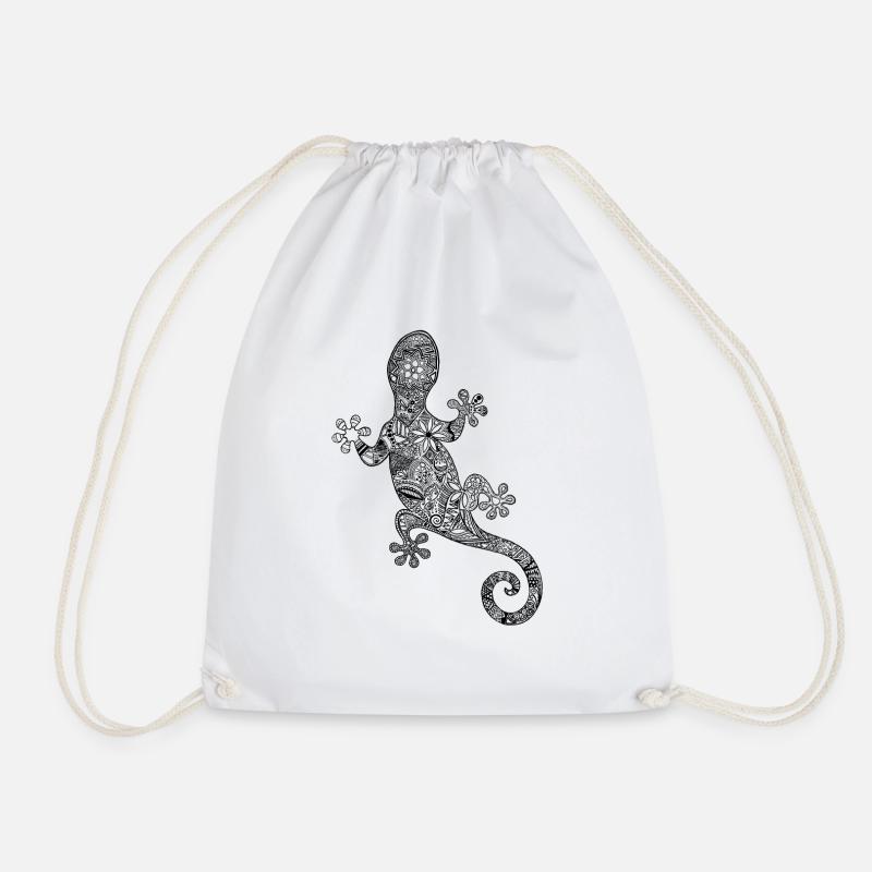 Gecko black - Drawstring Bag - white
