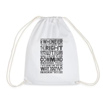 Verset biblique - paroles inspirantes Esaïe 30: 21Dieu - Sac de sport léger - blanc - Devant