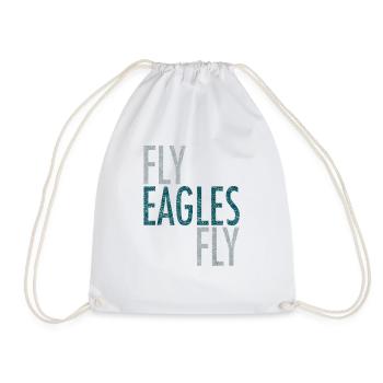 Eagle Fly Funny Philadelphia Football Gifts - Drawstring Bag - white - Front