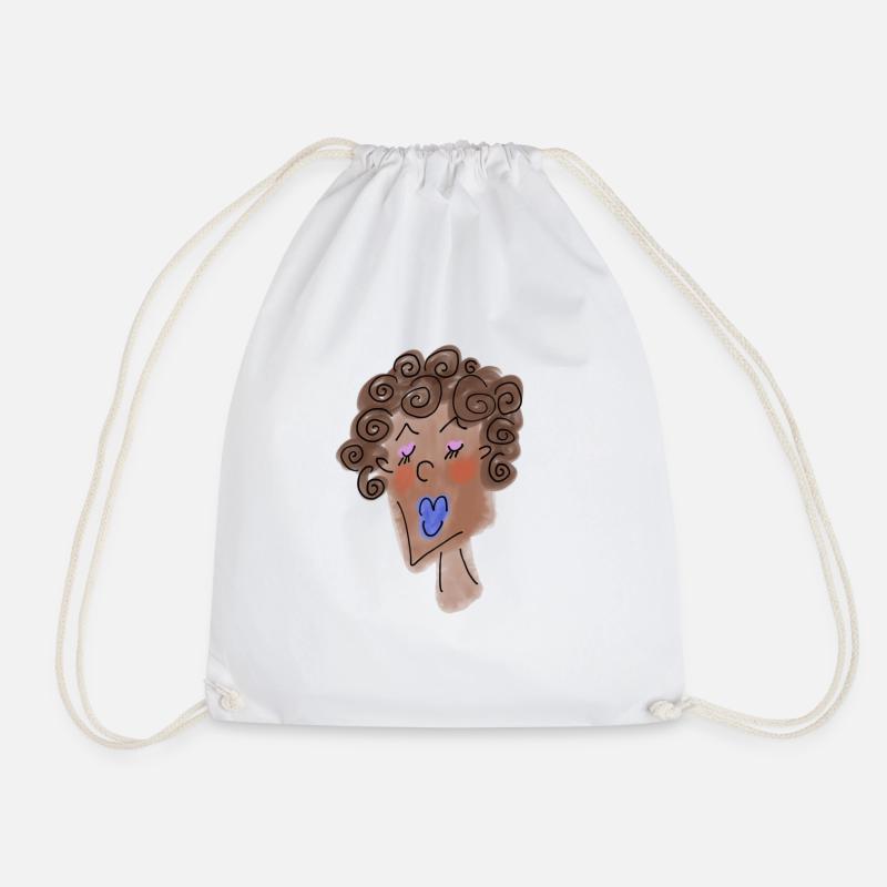 Woman's face - Drawstring Bag - white