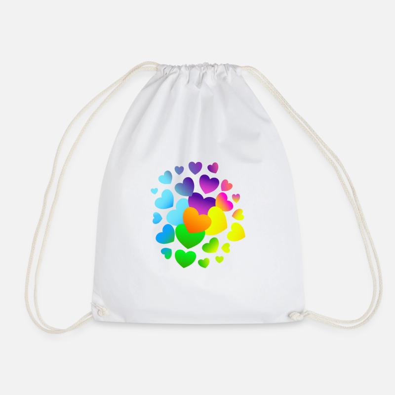 Hearts Heart many hearts - Drawstring Bag - white