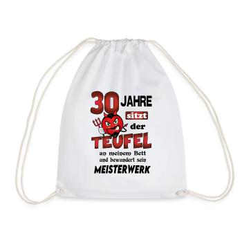 Geburtstag Lustig Teufel Devil Alter Jahre 30 - Turnbeutel - Weiß - Vorne