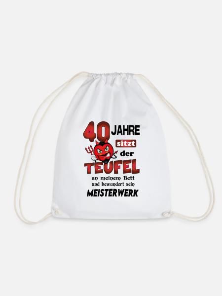 Geburtstag Lustig Teufel Devil Alter Jahre 40 - Turnbeutel - Weiß