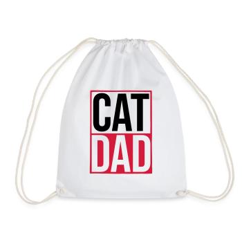 Cat Dad Logo Schild - Turnbeutel - Weiß - Vorne