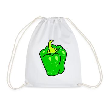 Green Bell Pepper Doodle - Drawstring Bag - white - Front