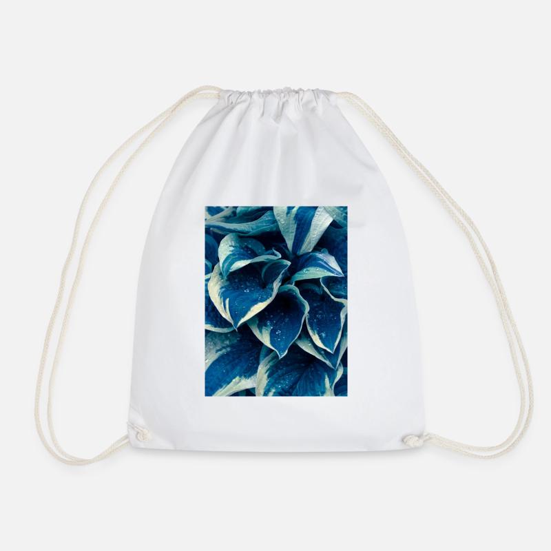 variegated in blue - Drawstring Bag - white